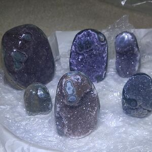 6pc Amythyst Druzy Set.